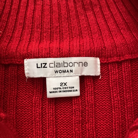 Liz Claiborne V-Neck Cable Knit Sweater - Picture 2 of 4